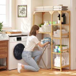 HOMCOM Ντουλάπα Πάνω από το Πλυντήριο με 7 Ράφια και Ρυθμιζόμενο Χώ...