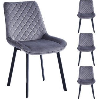 Shally Dogan Σετ 4 Καρέκλες Τραπεζαρίας Επένδυση Βελούδο Γκρι Καρέ... Shally Dogan Σετ 4 Καρέκλες Τραπεζαρίας Επένδυση Βελούδο Γκρι Καρέ...