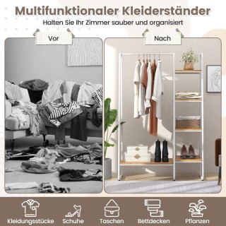 Costway Φορητή Ντουλάπα Ράφι Ρούχων με 5 Ξύλινα Ράφια 151 x 99,5 x ... Costway Φορητή Ντουλάπα Ράφι Ρούχων με 5 Ξύλινα Ράφια 151 x 99,5 x ...