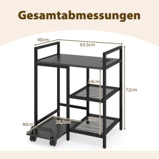 Costway Τριώροφη Κινητή Βάση Εκτυπωτή με Σταθμό Φόρτισης και Ράφια,...