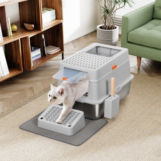 BAKAJI Λεκάνη Απορριμμάτων Γάτας από Ανοξείδωτο Ατσάλι 35L με Κλείδ... BAKAJI Λεκάνη Απορριμμάτων Γάτας από Ανοξείδωτο Ατσάλι 35L με Κλείδ...