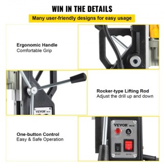 VEVOR Μαγνητικό Δράπανο, 1100W, 40mm Διάμετρος, 12000N, 580 RPM, με... VEVOR Μαγνητικό Δράπανο, 1100W, 40mm Διάμετρος, 12000N, 580 RPM, με...