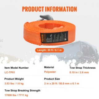 VEVOR Ιμάντας Ρυμούλκησης 7711kg 50,8mmx6,1m DZDL2IN20FTCRJ6IZV0 VEVOR Ιμάντας Ρυμούλκησης 7711kg 50,8mmx6,1m DZDL2IN20FTCRJ6IZV0