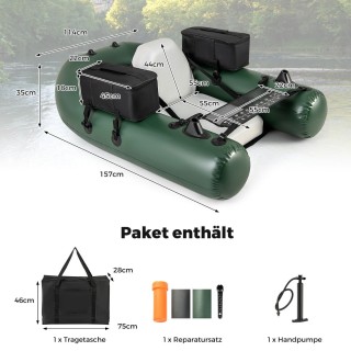 Costway Φουσκωτή βάρκα ψαρέματος με πλάτη, βάρκα με κουπιά 157 x 11... Costway Φουσκωτή βάρκα ψαρέματος με πλάτη, βάρκα με κουπιά 157 x 11...