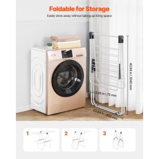 VEVOR Διπλό Πτυσσόμενο Στεγνωτήριο Ρούχων με Κλιπ για Κάλτσες & 31 ...