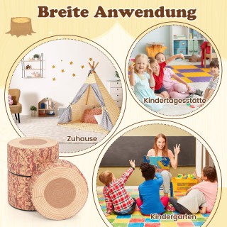 Costway Σετ 3 Παιδικών Σκαμπό Κορμών Δέντρου με Ξύλινο Μοτίβο & Δια...