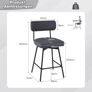 Costway Περιστρεφόμενα Σκαμπό Μπαρ με Μεταλλικό Σκελετό και Υφασμάτ... Costway Περιστρεφόμενα Σκαμπό Μπαρ με Μεταλλικό Σκελετό και Υφασμάτ...