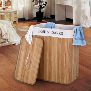 BAKAJI Καλάθι Απλύτων 2 Διαμερίσματα Πτυσσόμενο Καλάθι από Μπαμπού... BAKAJI Καλάθι Απλύτων 2 Διαμερίσματα Πτυσσόμενο Καλάθι από Μπαμπού...