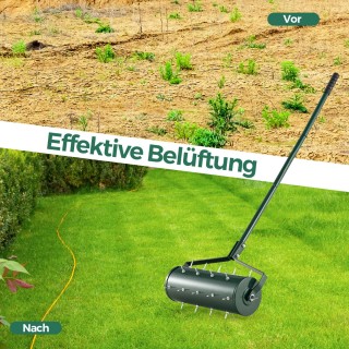 Costway Χειροκίνητος Αεριστήρας Γκαζόν με Ροδάκια και Καρφιά 44 x 1... Costway Χειροκίνητος Αεριστήρας Γκαζόν με Ροδάκια και Καρφιά 44 x 1...