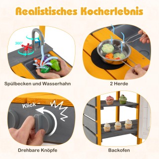 Costway  Υπαίθρια Παιδική Κουζίνα Με Εστία, Αποσπώμενο Νεροχύτη & Β...
