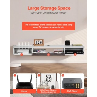 VEVOR Λευκή Επιτοίχια Βάση Τηλεόρασης 55 ιντσών  140 x 23,6 x 16 cm...