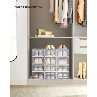 SONGMICS Κουτιά Αποθήκευσης Παπουτσιών  36 x 28 x 22 cm Μέγιστο  Μέ...