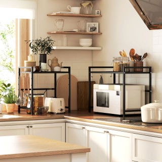 HOMCOM Επεκτάσιμος Μεταλλικός Φούρνος Μικροκυμάτων 2 Επιπέδων με 3 ...