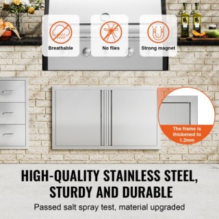 Πόρτα BBQ VEVOR 914x534mm Ανοξείδωτη Διπλή για Εξωτερική Κουζίνα  S...