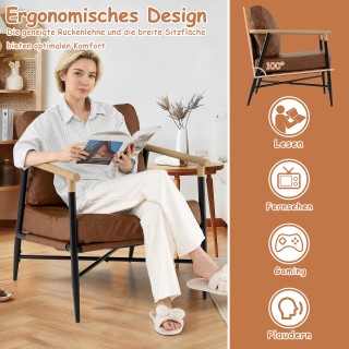 Costway Επενδεδυμένη πολυθρόνα lounge με μπράτσα και αφαιρούμενο μα...