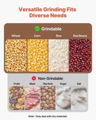 VEVOR Ηλεκτρικός Μύλος Άλεσης 2200W για Ξηρούς Κόκκους & Μπαχαρικά ...