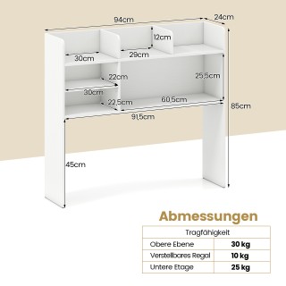 Costway Λευκή Επίστρωση Γραφείου 94 x 24 x 85 εκ. με 6 Ράφια, 3 Επί...