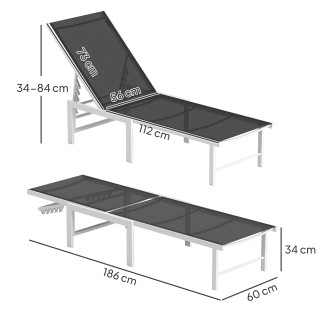 Outsunny Ξαπλώστρα με ρυθμιζόμενη πλάτη σε 5 επίπεδα, από ατσάλι κα... Outsunny Ξαπλώστρα με ρυθμιζόμενη πλάτη σε 5 επίπεδα, από ατσάλι κα...