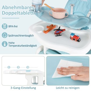 Costway Πολυμορφική Καρέκλα Φαγητού & Παιδικό Κάθισμα Μωρού - Μπλε ...