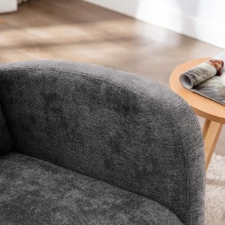 Shally Dogan  Γκρι Κουνιστή Πολυθρόνα από Ύφασμα με Ξύλινη Κατασκευ...