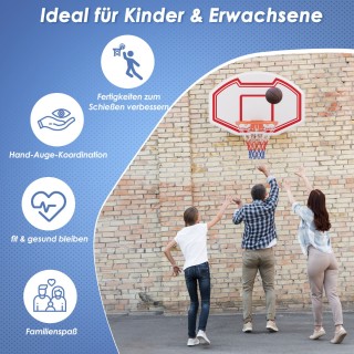 Costway Επιτοίχιο Μπασκετικό Καλάθι με Ανθεκτική Πλάτη και Δίχτυ γι...