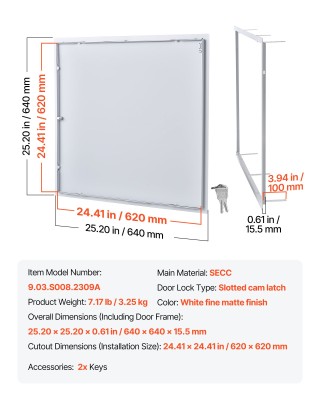 VEVOR Πόρτα Επιθεώρησης Γυψοσανίδας 64x64 εκ. Γαλβανισμένος Χάλυβας...