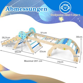 Costway Σύστημα Αναρρίχησης 9 σε 1 Montessori με Τόξο, Σχοινί & Σκά...