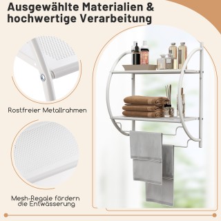 Costway Μεταλλική Λευκή Κρεμάστρα Πετσέτας 45 x 25,5 x 55 εκ. για Μ...