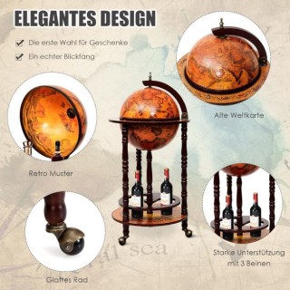 Ξύλινο Μπαρ Υδρόγειος - Κάβα για Κρασιά 88 cm x 45 cm x 45 cm COSTW... Ξύλινο Μπαρ Υδρόγειος - Κάβα για Κρασιά 88 cm x 45 cm x 45 cm COSTW...