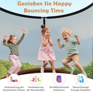 Costway  Πορτοκαλί Στρογγυλό Τραμπολίνο Κήπου Ø244cm με Σκάλα και Δ...