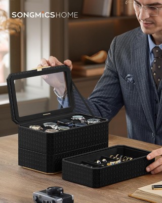 Κουτί Ρολογιών 8 Θέσεων 3 Επίπεδα 16.3 x 27.3 x 20.5 cm Μαύρο JWB02... Κουτί Ρολογιών 8 Θέσεων 3 Επίπεδα 16.3 x 27.3 x 20.5 cm Μαύρο JWB02...