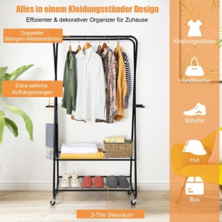 Τροχήλατη Μεταλλική Κρεμάστρα Ρούχων Δαπέδου COSTWAY JZ10113DK Τροχήλατη Μεταλλική Κρεμάστρα Ρούχων Δαπέδου COSTWAY JZ10113DK