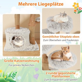 Costway  135cm Ξύλινος Ονυχοδρόμιο με Φωλιά Γάτας, Άνετη Πλατφόρμα ...