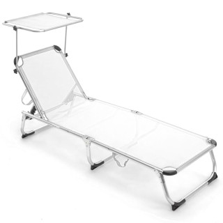 BAKAJI Ξαπλώστρα με Σκίαστρο Παραλίας Λευκή Αλουμινίου Πτυσσόμενη ... BAKAJI Ξαπλώστρα με Σκίαστρο Παραλίας Λευκή Αλουμινίου Πτυσσόμενη ...