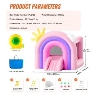 VEVOR Φουσκωτό Κάστρο Αναπήδησης με Φυσητήρα και Τσουλήθρα, 110x91x... VEVOR Φουσκωτό Κάστρο Αναπήδησης με Φυσητήρα και Τσουλήθρα, 110x91x...