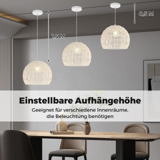 Costway  Κρεμαστό Φωτιστικό Μποέμ με Πλεκτό Σχέδιο σε Μπεζ Αποχρώσε...