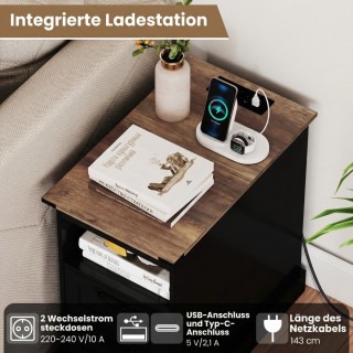 Costway Μαύρο Κομοδίνο με Σταθμό Φόρτισης, Λεπτός Πλαϊνός Τραπεζάκι... Costway Μαύρο Κομοδίνο με Σταθμό Φόρτισης, Λεπτός Πλαϊνός Τραπεζάκι...