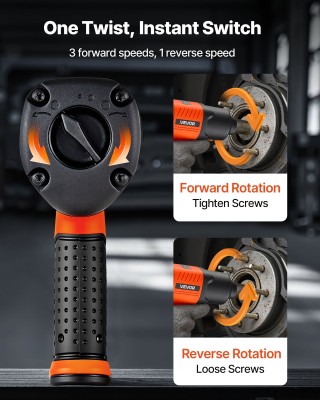 VEVOR Αερόκλειδο 1/2 με Ανάστροφη Ροπή έως 1490N.m, Συμπαγείς Διαστ...