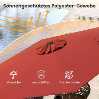 Costway Ομπρέλα αγοράς κόκκινη με μανιβέλα, 6 ακτίνες και κλίση 35°...