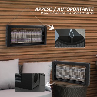 HOMCOM Λάμπα Αντικουνουπική Εσωτερικού Χώρου 8W με Αλυσίδα και Προσ...