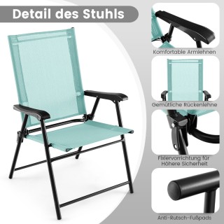 Costway Πτυσσόμενες Καρέκλες Βεράντας με Ανθεκτικό Μεταλλικό Σκελετ...