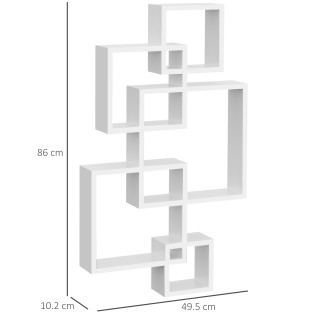 HOMCOM Μοντέρνα Κρεμαστή Βιβλιοθήκη με 5 Πλεγμένους Ξύλινους Κύβους...