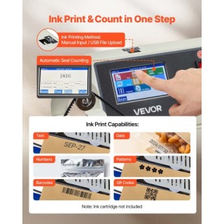 VEVOR Οριζόντια Συνεχής Σφραγιστική Μηχανή Σάκων με Τύπωμα Μελάνης,... VEVOR Οριζόντια Συνεχής Σφραγιστική Μηχανή Σάκων με Τύπωμα Μελάνης,...