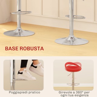 HOMCOM  Σετ 2 Περιστρεφόμενα Μπαρ Σκαμπό με Υποπόδιο, Ρυθμιζόμενο Ύ...