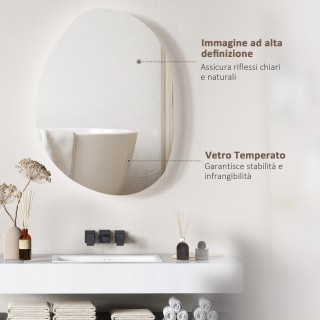 HOMCOM Φωτιζόμενος Καθρέφτης Μπάνιου LED με Ρυθμιζόμενο Χρώμα και ... HOMCOM Φωτιζόμενος Καθρέφτης Μπάνιου LED με Ρυθμιζόμενο Χρώμα και ...