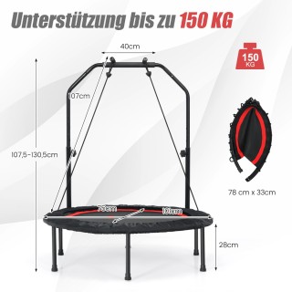 Costway Μίνι Τραμπολίνο Γυμναστικής φ101cm με Ρυθμιζόμενη Λαβή & 2... Costway Μίνι Τραμπολίνο Γυμναστικής φ101cm με Ρυθμιζόμενη Λαβή & 2...