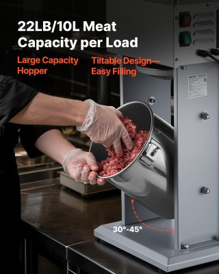 VEVOR Ηλεκτρικό Μηχάνημα Γεμίσματος Λουκάνικων 10L με Ρυθμιζόμενη Τ...