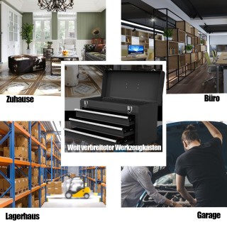 Costway Φορητή Μεταλλική Εργαλειοθήκη με 3 Συρτάρια TL35116BK