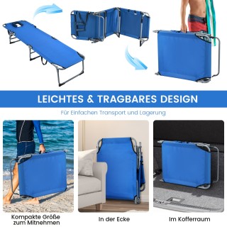 Costway  Πτυσσόμενη Ξαπλώστρα Παραλίας με 5 Ρυθμιζόμενες Θέσεις και...