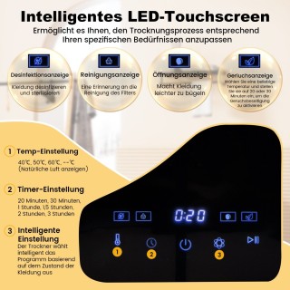 Costway Φορητό Στεγνωτήριο Ρούχων με Ανοξείδωτο Κύλινδρο και Έξυπνε... Costway Φορητό Στεγνωτήριο Ρούχων με Ανοξείδωτο Κύλινδρο και Έξυπνε...